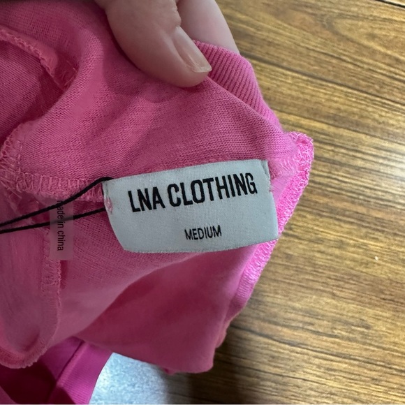 LNA The Mayer T-Shirt Dress Cutouts Knot Pink NWT New Medium - Picture 10 of 11